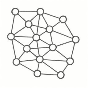 The image depicts a stylized line drawing of a graph with roughly twelve nodes and edges in grey showing random connections between the nodes The background should be white it should match the drawing style and the size of the attached image so that-1