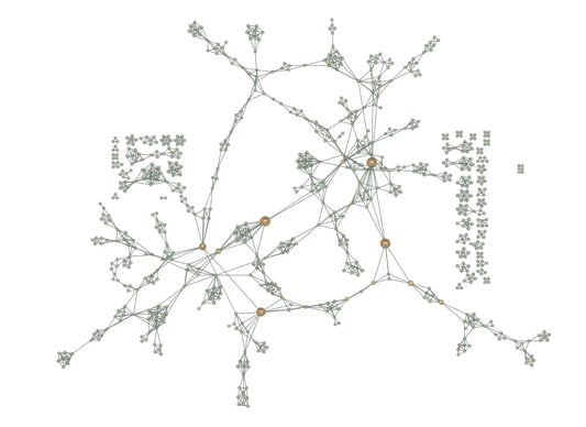 A graph visualization of the complex structure of an extensive crime network.