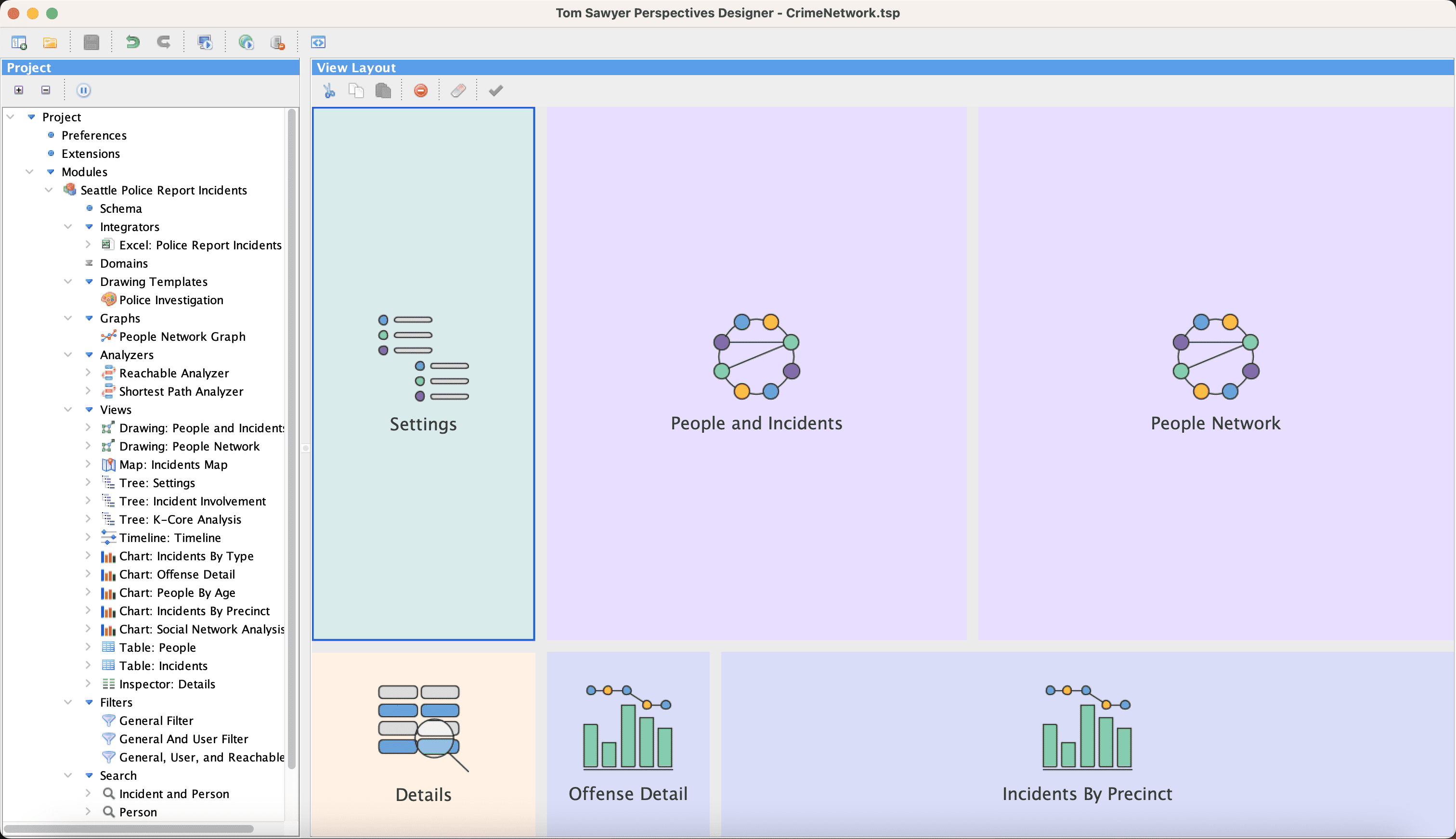 Tom Sawyer Perspectives dashboard layout design tool.