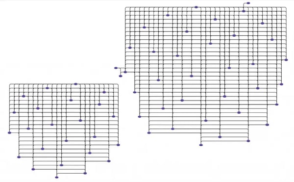 The same graph as the hairball visualization above with Bundle layout applied