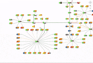 An example application built with Perspectives showing different levels of detail as you zoom in and out of the graph drawing making complex information easier to digest.
